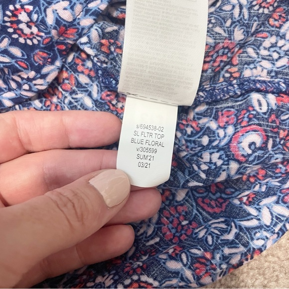 GAP Factory Flutter Sleeve Print Tank Top in Blue Floral Size Small - Picture 12 of 12